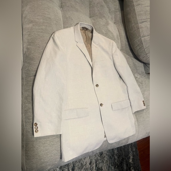 Perry Ellis PVL Texture 2Pcs Suit Jacket/Pants In Natural Linen Size 44R & 34/29 - Picture 6 of 16